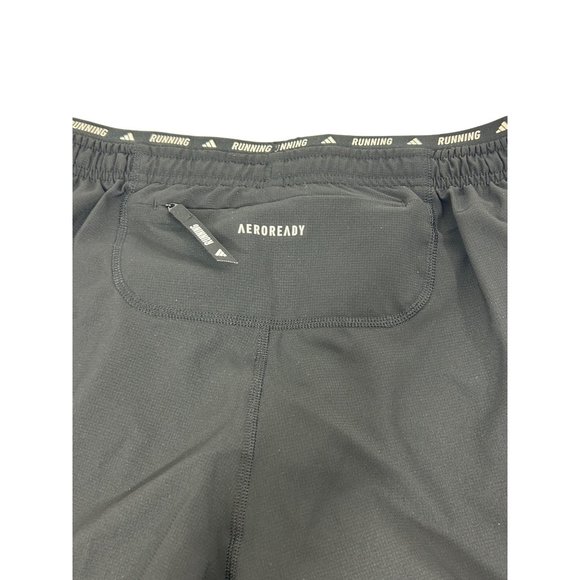 Adidas Men’s Running Shorts Black White Triple Stripes S 9” Back Zip Pocket Logo - Picture 7 of 16